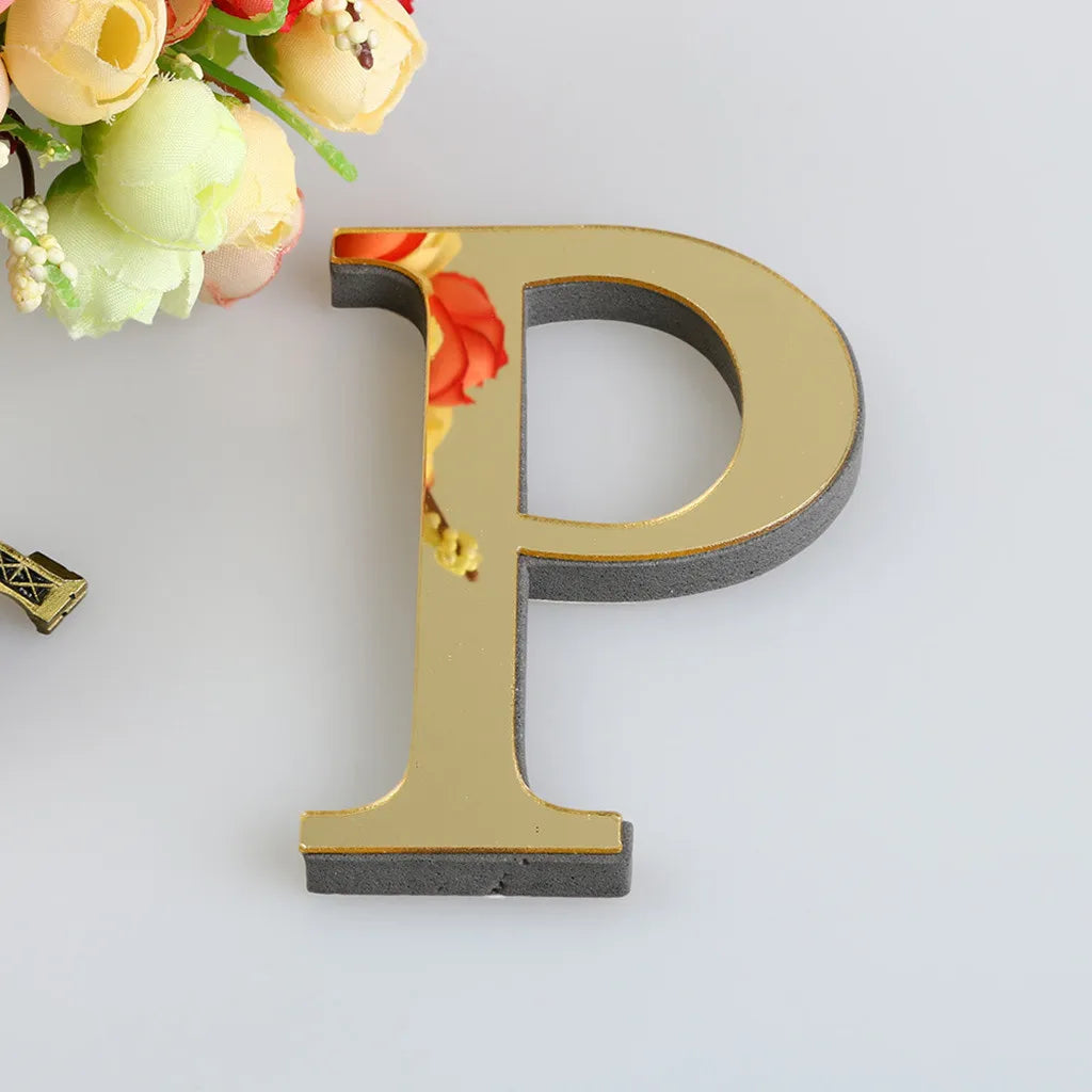 1PCS 26 English Letters DIY 3D Mirror Acrylic Wall Sticker Decals Surface Modern Home Decor Wall Art Mural Fumiture Stickers#E