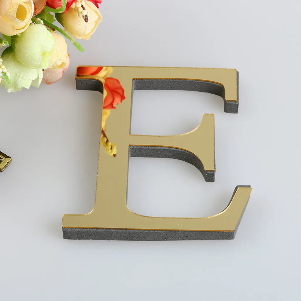 1PCS 26 English Letters DIY 3D Mirror Acrylic Wall Sticker Decals Surface Modern Home Decor Wall Art Mural Fumiture Stickers#E