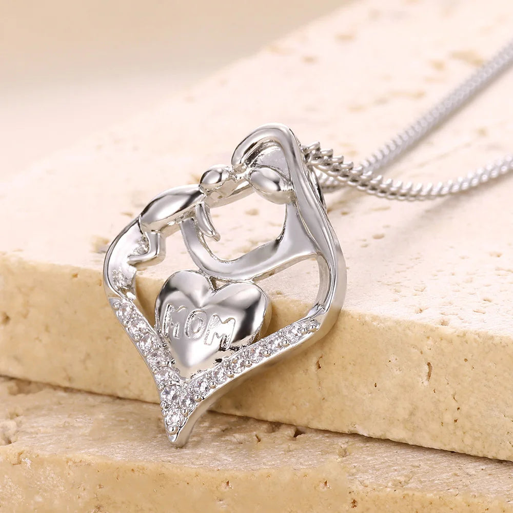 Heart Necklace Love Collar Shinny Zircon Necklaces For Women Stainless Steel Chain Fashion Mom Jewelry Valentines Day Statement