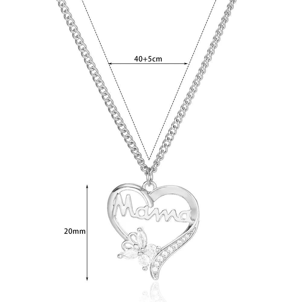 Heart Necklace Love Collar Shinny Zircon Necklaces For Women Stainless Steel Chain Fashion Mom Jewelry Valentines Day Statement