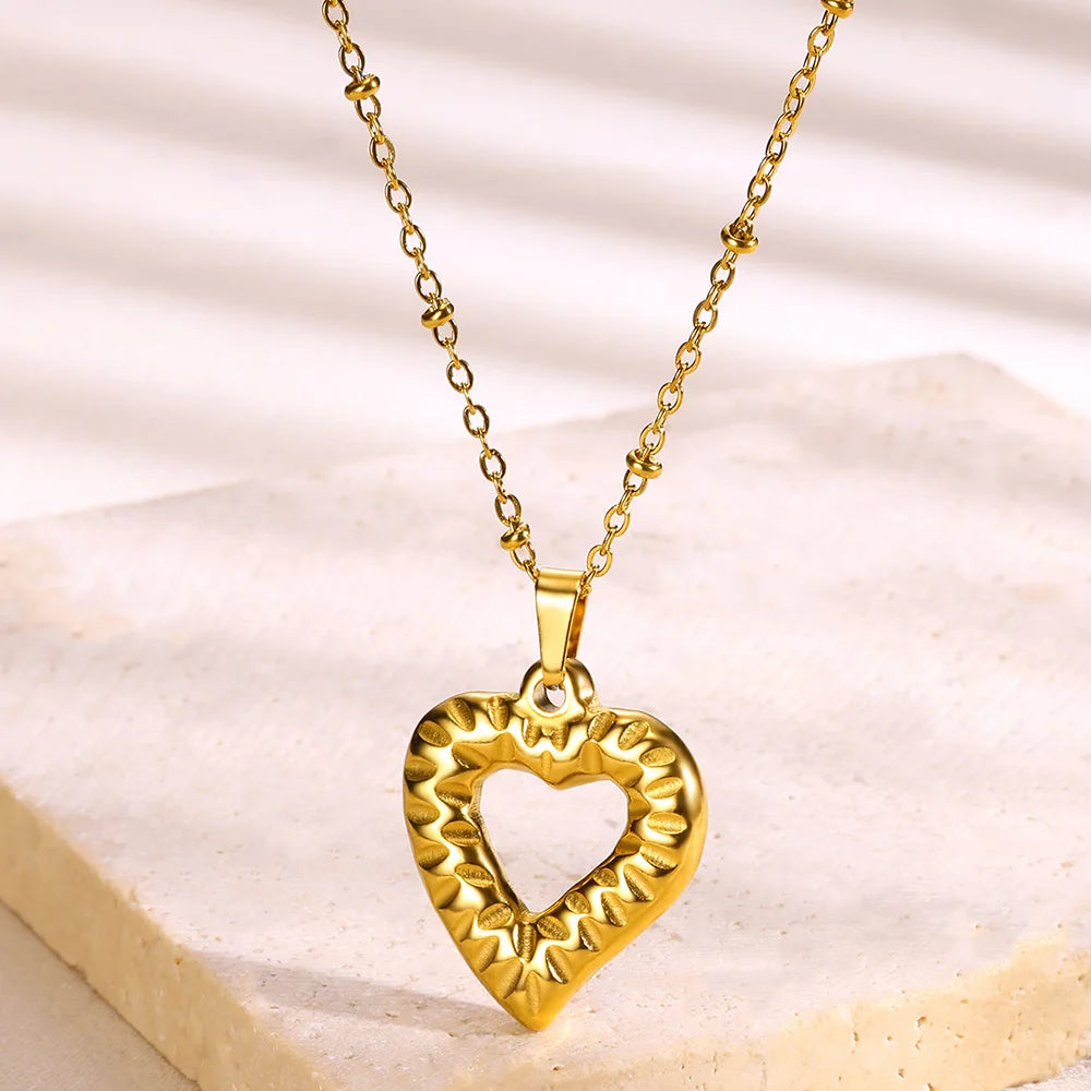 Heart Necklace Love Collar Shinny Zircon Necklaces For Women Stainless Steel Chain Fashion Mom Jewelry Valentines Day Statement