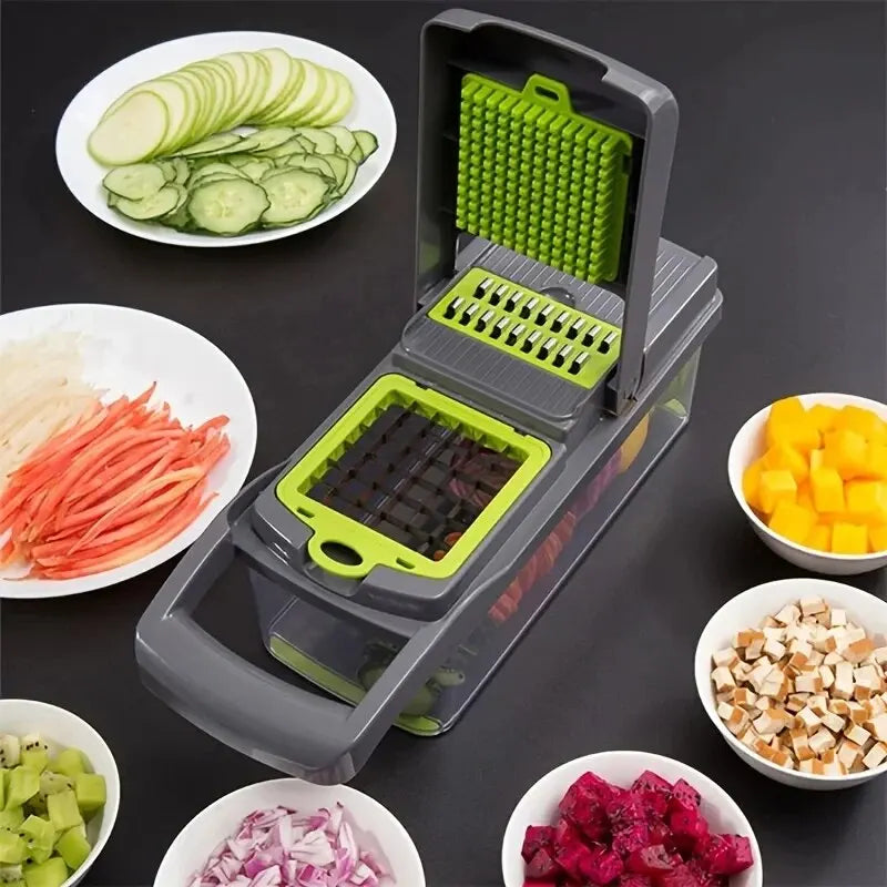 16pcs/Set Vegetable Chopper Onion Chopper Handle Food Grate Food Chopper Kitchen Vegetable Slicer Dicer Cut Potato Shredder