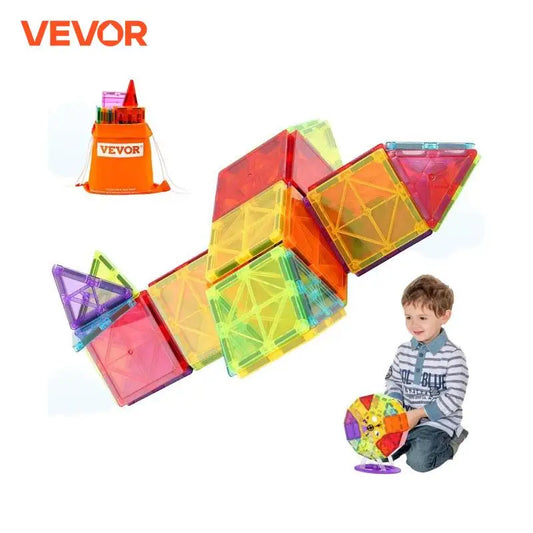 VEVOR 121PCS Magnetic Building Blocks Set Construction Puzzle Magnetic Sheet Tiles Boys Girls Children Montessori Toys Gifts