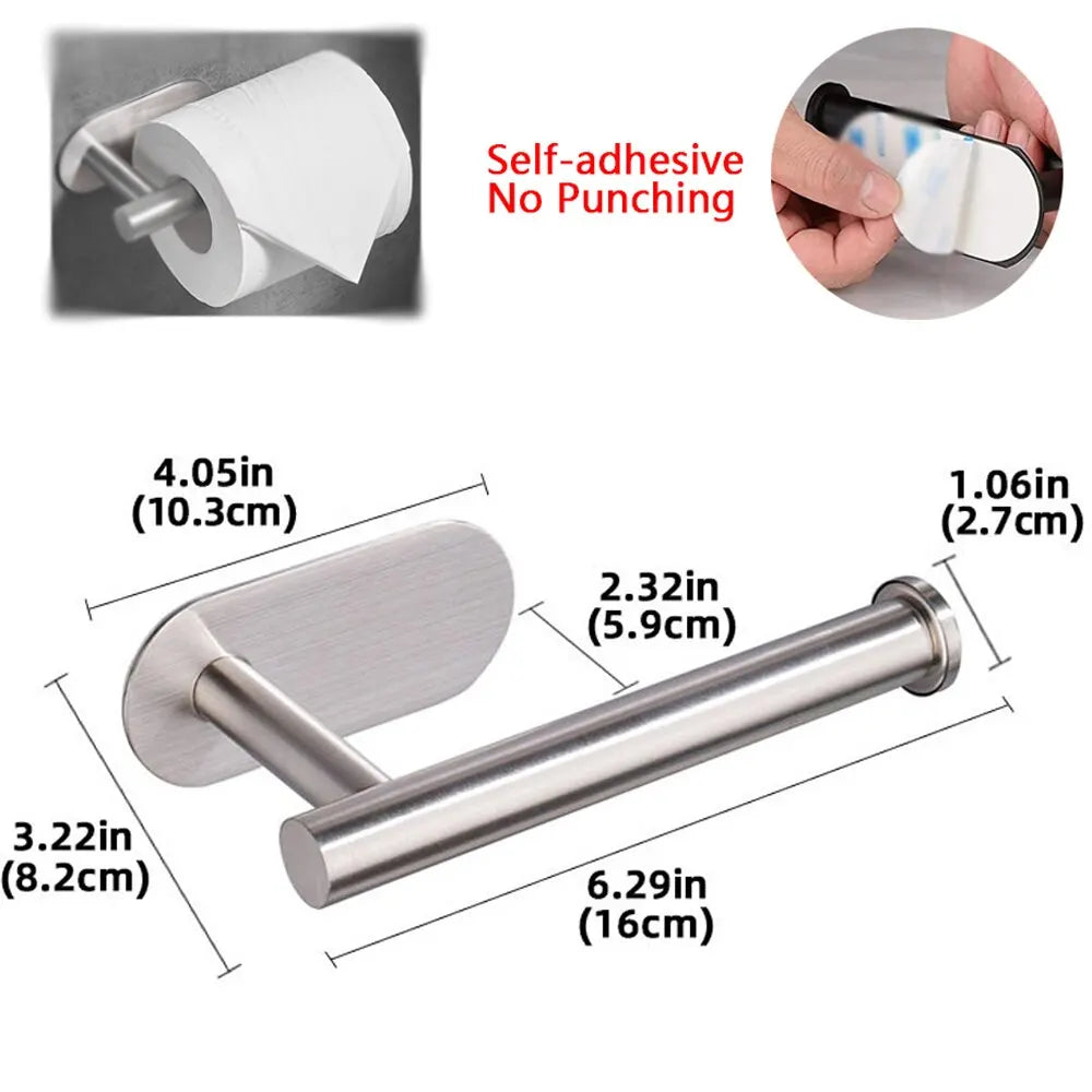 No Drilling Toilet Paper Holder Bathroom Roll Tissue Towel Dispenser Hanger Stainless Steel Napkin Storage Kitchen Accessories