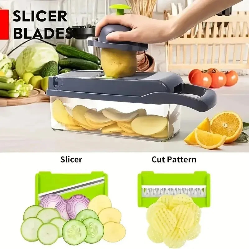 16pcs/Set Vegetable Chopper Onion Chopper Handle Food Grate Food Chopper Kitchen Vegetable Slicer Dicer Cut Potato Shredder