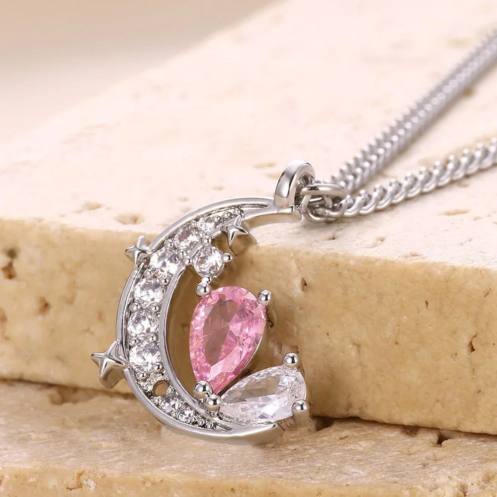 Heart Necklace Love Collar Shinny Zircon Necklaces For Women Stainless Steel Chain Fashion Mom Jewelry Valentines Day Statement