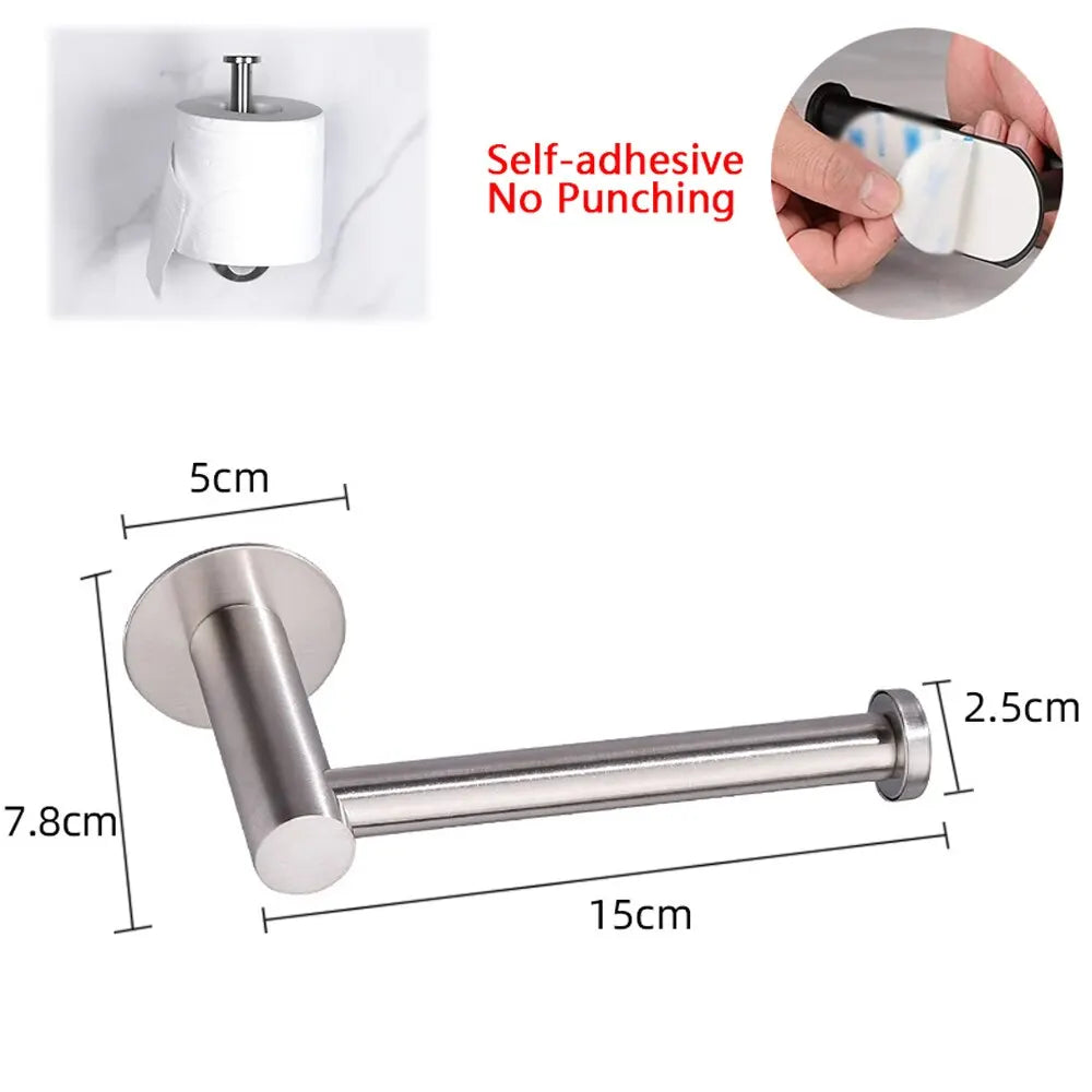 No Drilling Toilet Paper Holder Bathroom Roll Tissue Towel Dispenser Hanger Stainless Steel Napkin Storage Kitchen Accessories